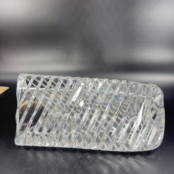 Rogaska Clear Crystal Glass Triangle Ribbed Shaped Vase Large Heavy Glass Optic - Picture 8 of 16